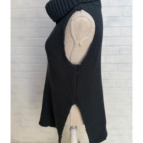 Soft Surroundings Paola Blue Knit Sleeveless Turtleneck Tunic Sweater Vest-sz M - Picture 2 of 7